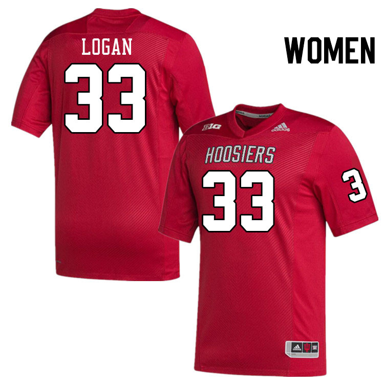 Women #33 Nahji Logan Indiana Hoosiers College Football Jerseys Stitched-Crimson